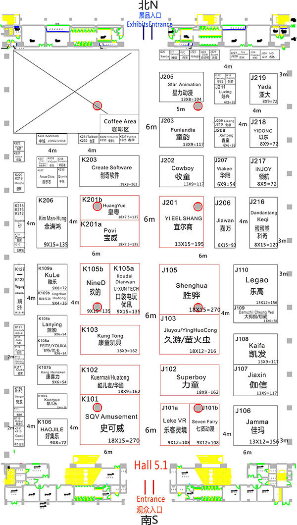 2016亚洲乐园及景点博览会展位图（5.1馆）
